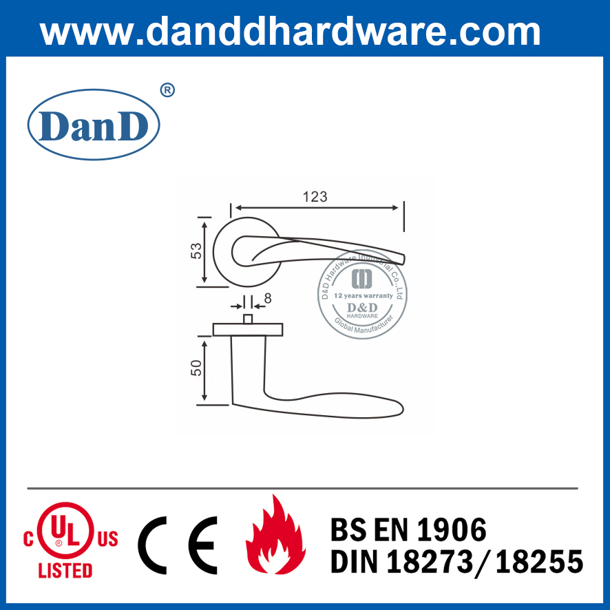 Stainless Steel 304 Modern Interior Solid Lever Door Handle-DDSH001