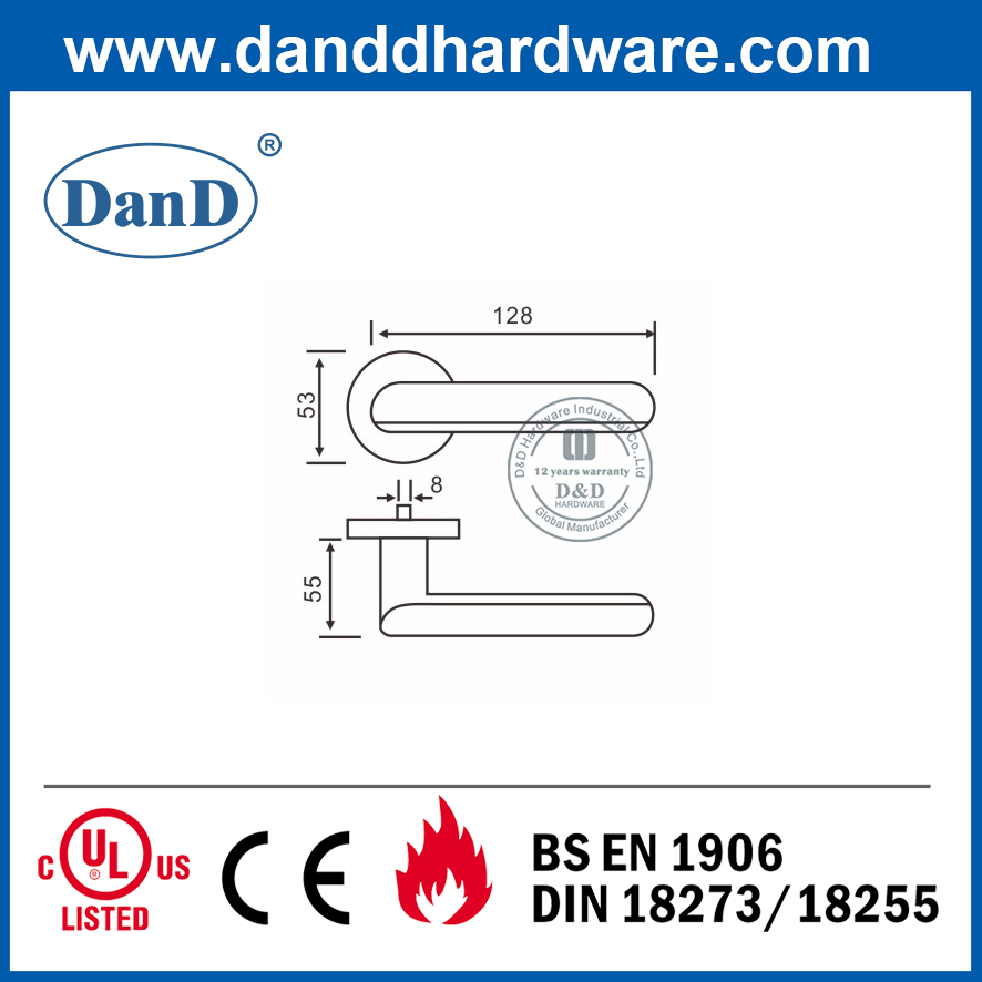Stainless Steel 304 Modern Solid Lever Door Handle for Front Door-DDSH011