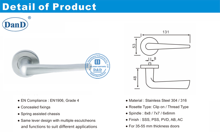Lever On Rose Door Handle-D and D Hardware