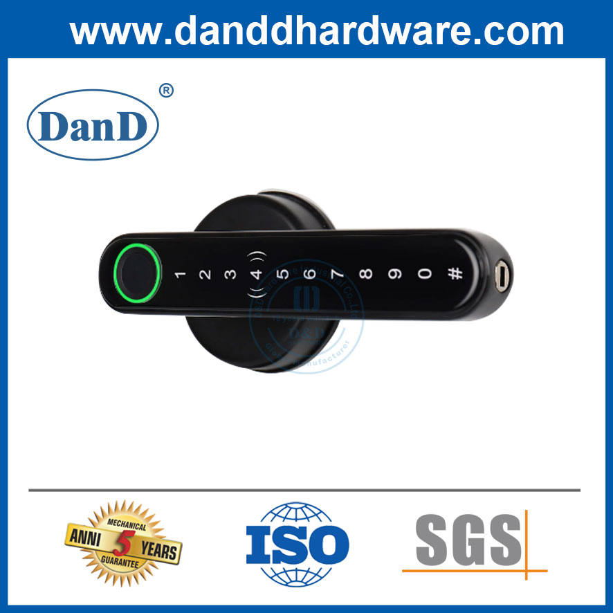 Security Fingerprint Password Black Lever Handle Keyless Bedroom Smart Door Lock-DDFL102