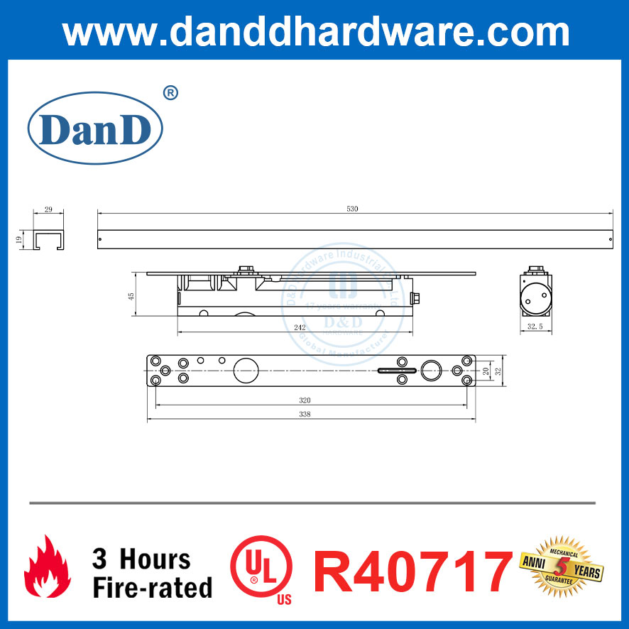 UL Aluminum Alloy Concealed Commercial Door Closer-DDDC052