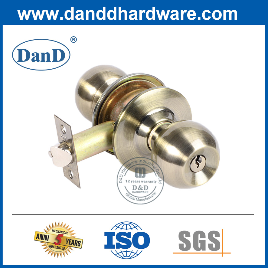Polished Brass Zinc Alloy Key Lock Door Knob-DDLK062