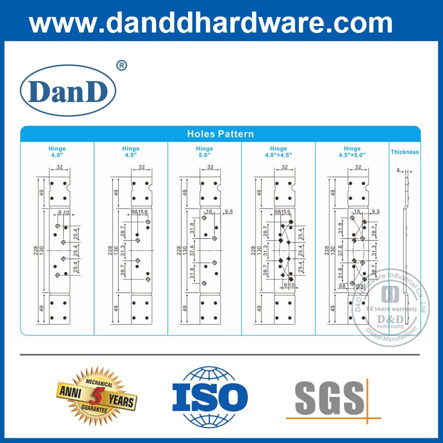 Steel Hinge Reinforcement Plate for Heavy Doors-DDHR001