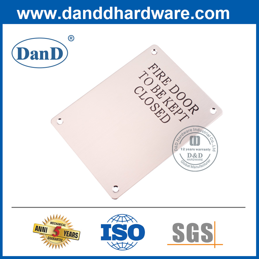 Stainless Steel Fire Door Signature Sign Plate-DDSP010
