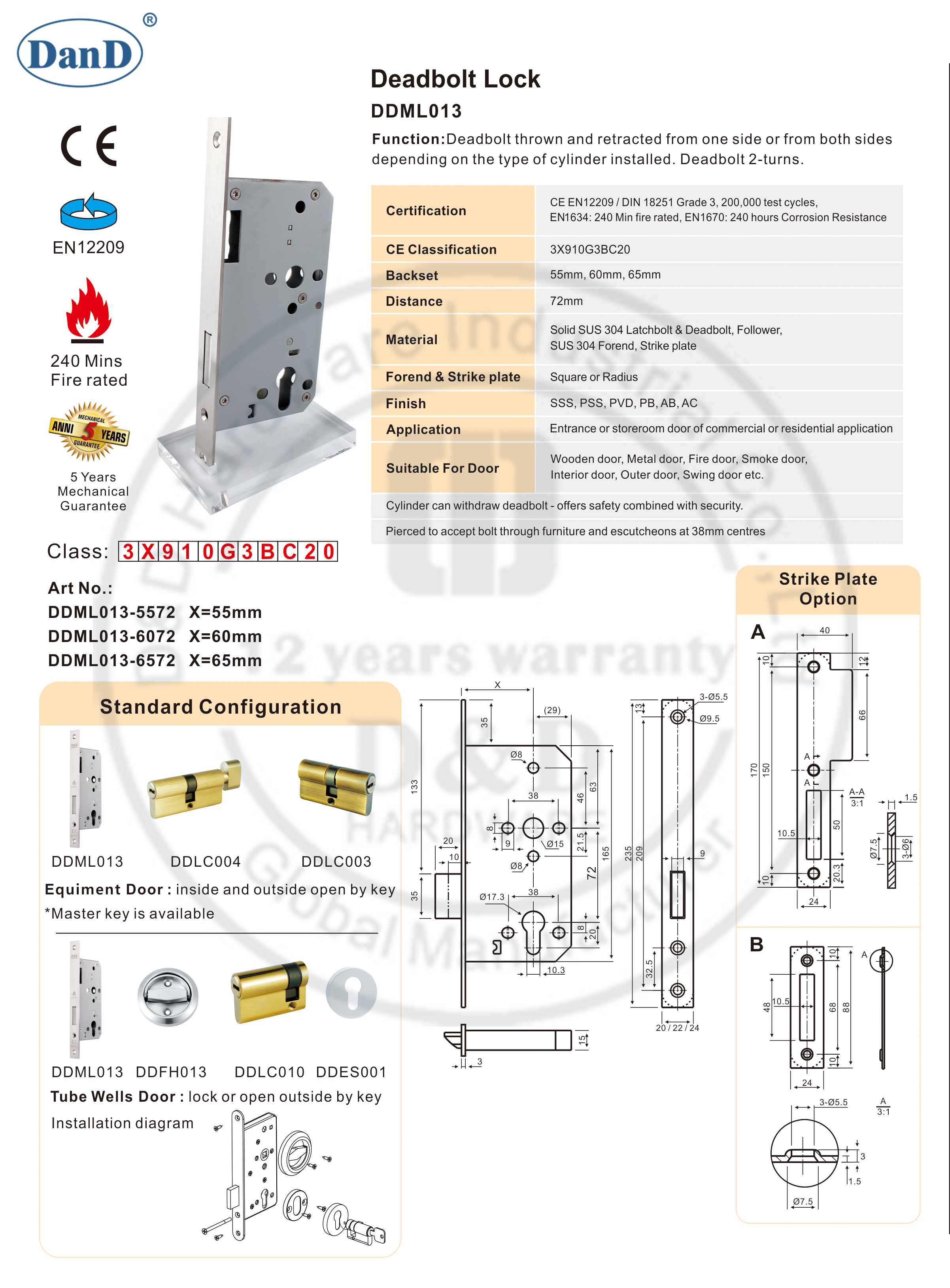 European Mortise Lock-D and D Hardware