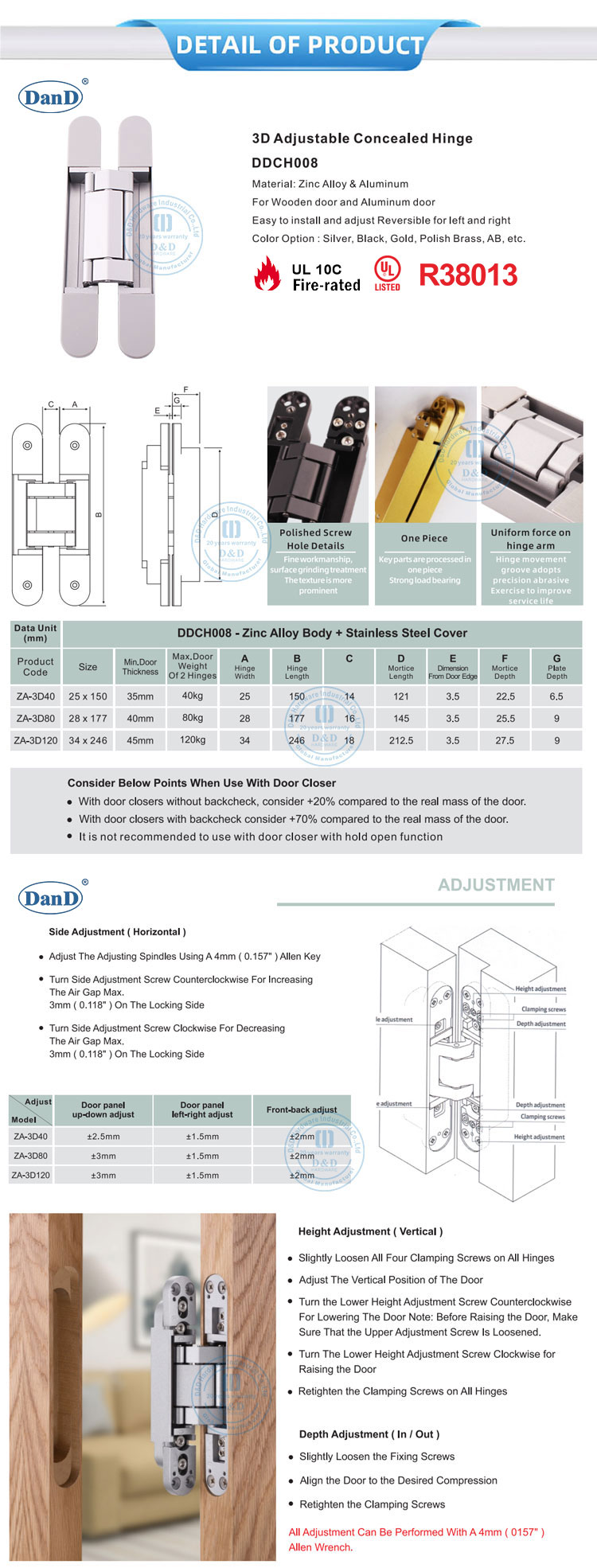 Commercial Door hidden hinges