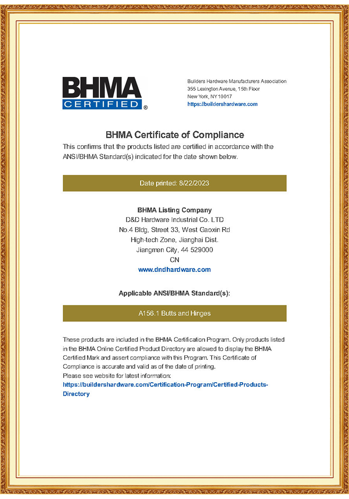BHMA A156.1 Butts and Hinges 1