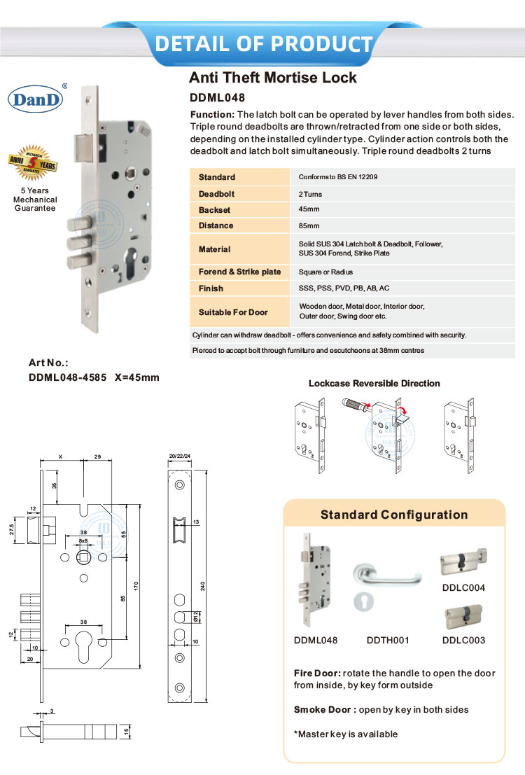 Anti Theft Mortise Lock