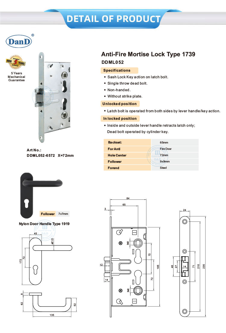 Anti-Fire mortise lock Supplier 