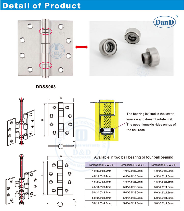 Anti Friction Bearing Door Hinge