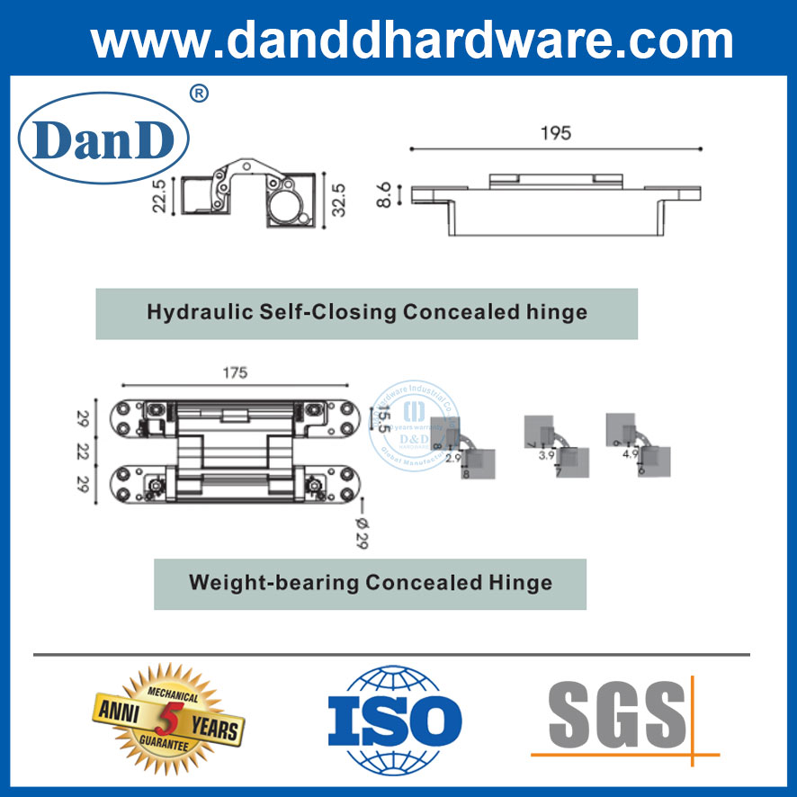 2D Hydraulic Positioning Hidden Hinge