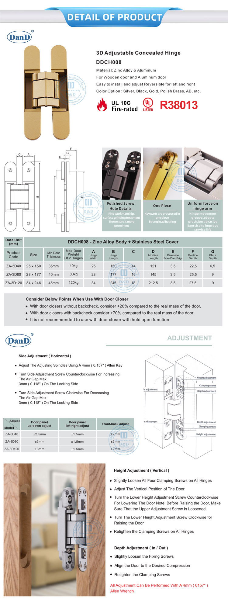 Adjustable Hidden Hinge Manufacturer 