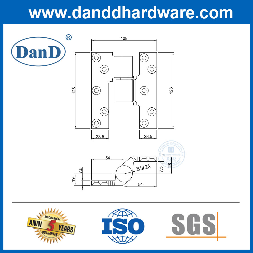 Intermediate Pivot Hinge Used with Heavy Duty Offset Pivot