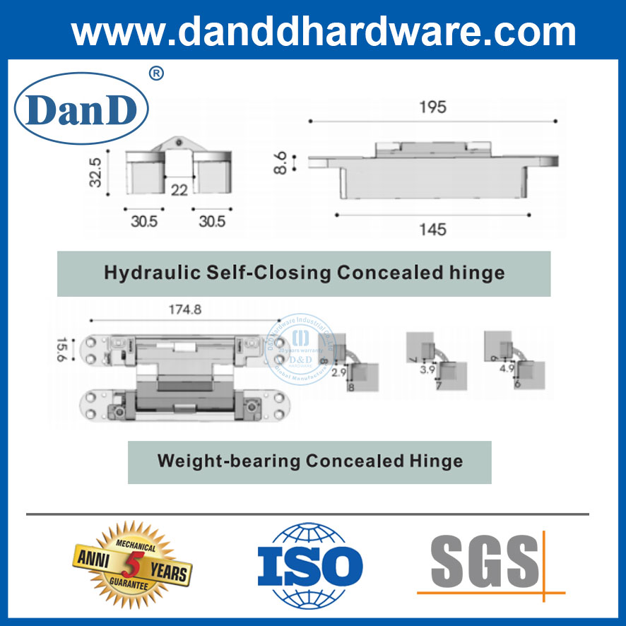 3D Hydraulic Positioning Concealed Hinge