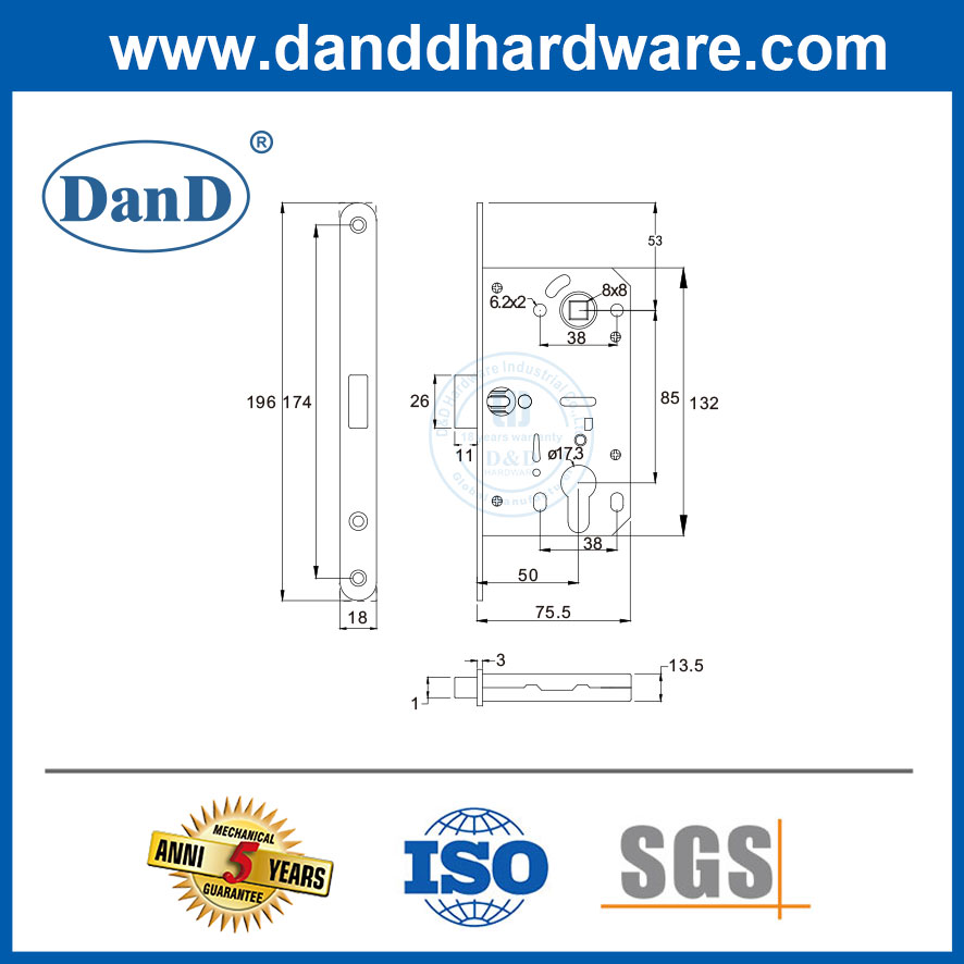 Magnetic Mortise Lock Manufacturer Front Door Lock-DDML054