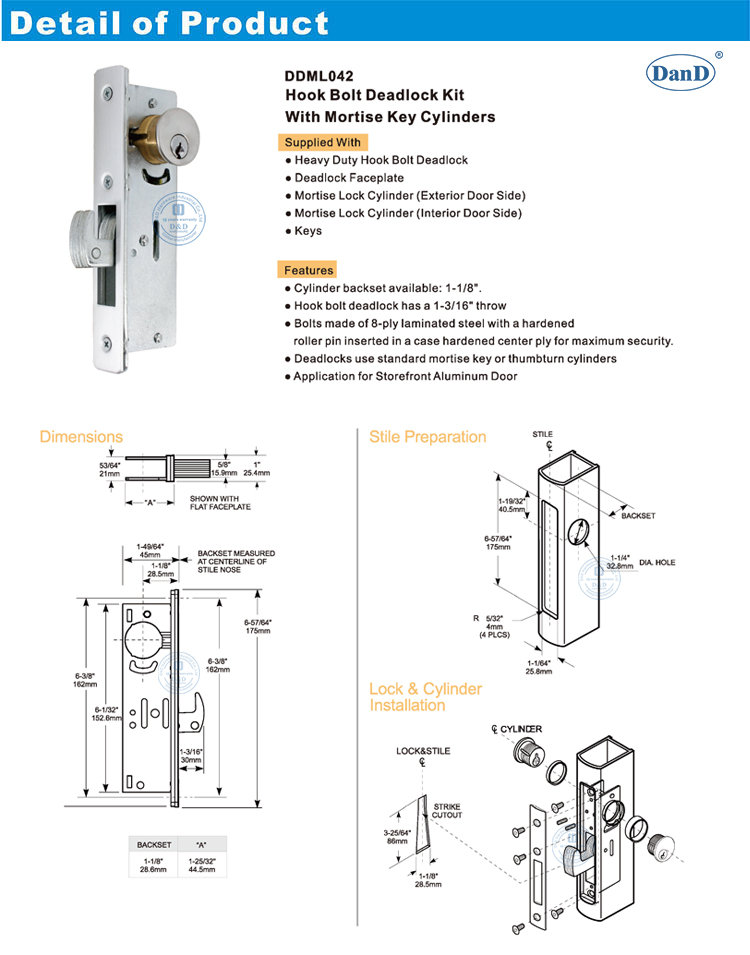 Hook Bolt Deadlock Kit