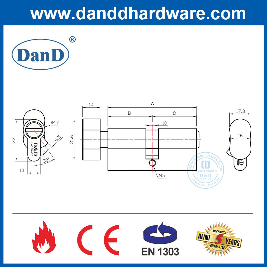 Lock Cylinder with Peanut Knob