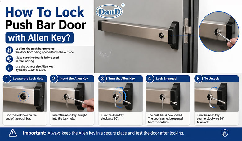 How To Lock Push Bar Door with Allen Key？
